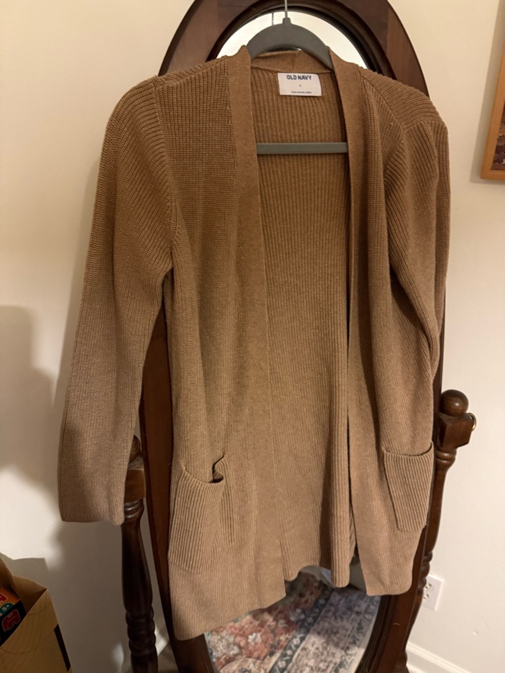Old Navy Women's Camel Open-Front Knit Cardigan